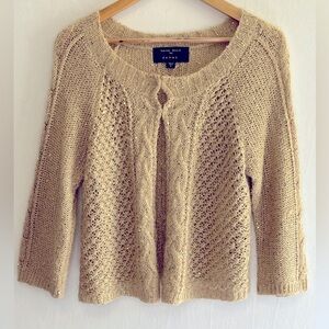 Fever Women’s Hand Knit Beige Sequin Cottagecore Casual Cardigan Size L